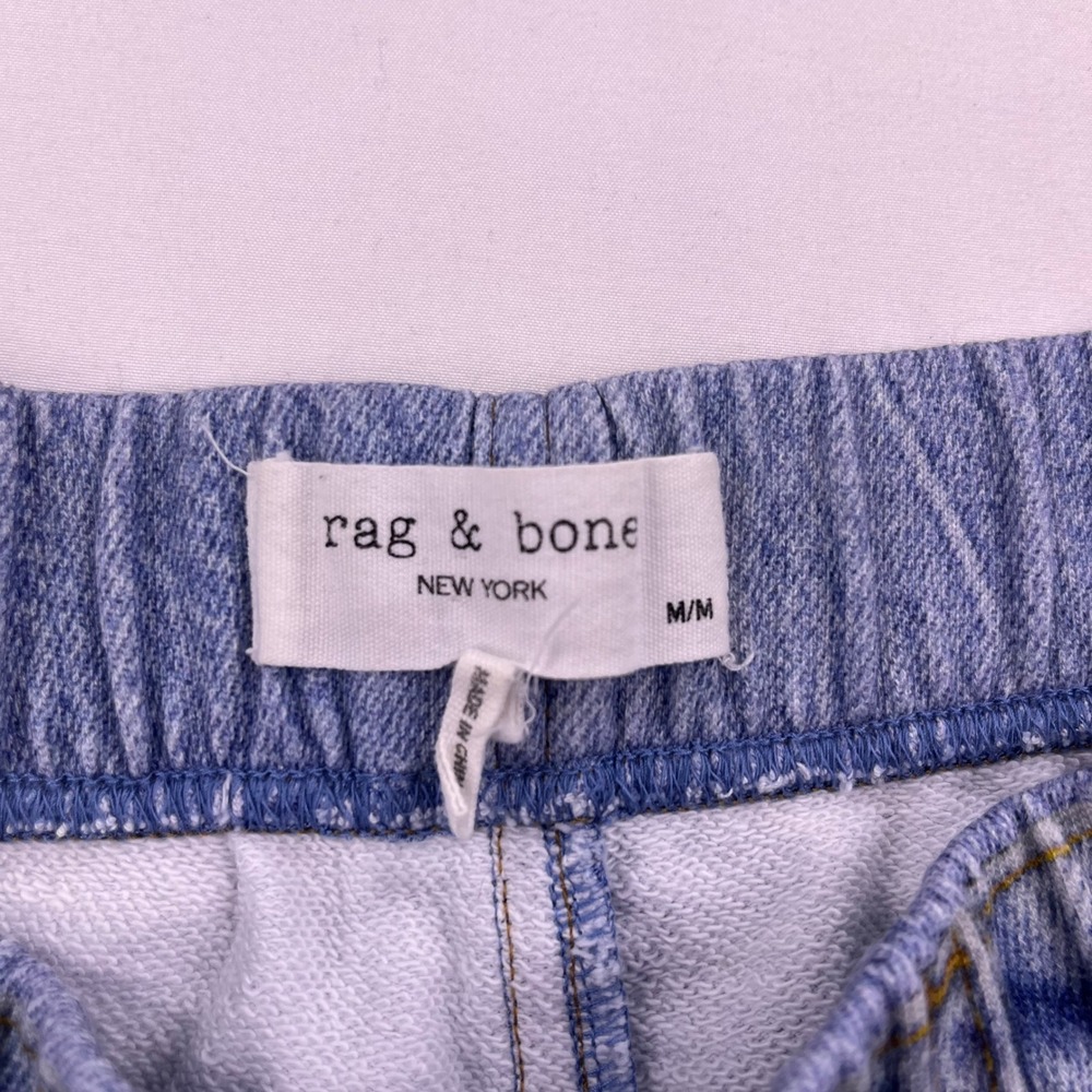 Rag & Bone Miramar Jogger Faux Denim Sweatpants Blue Terry Print Medium - Picture 3 of 3